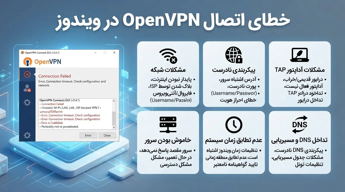 خطای اتصال OpenVPN در ویندوز - تصویر میانی